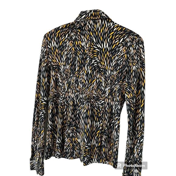 TORY BURCH SILK BUTTON UP ABSTRACT PRINT BLOUSE SHIRT TUNIC SZ S - Picture 1 of 4